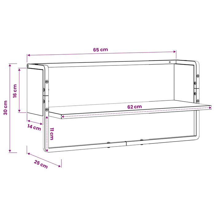 Raft de perete Montare pe perete Stejar negru 65 x 25 x 30 cm WALTI