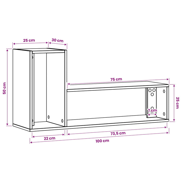 Cabinet TV 100 x 30 x 50 cm Stejar Negru Lemn prelucrat WALTI