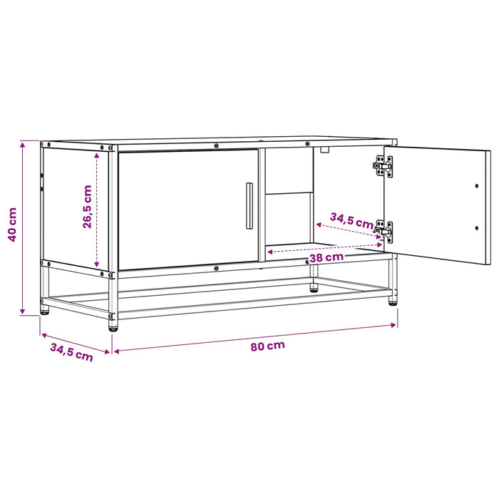 Cabinet TV 80 x 34,5 x 40 cm Stejar Artizanal Lemn prelucrat - WALTI WALTI