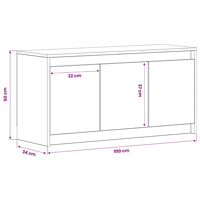 Cabinet TV 100 x 34 x 50 cm Stejar Negru Lemn prelucrat WALTI