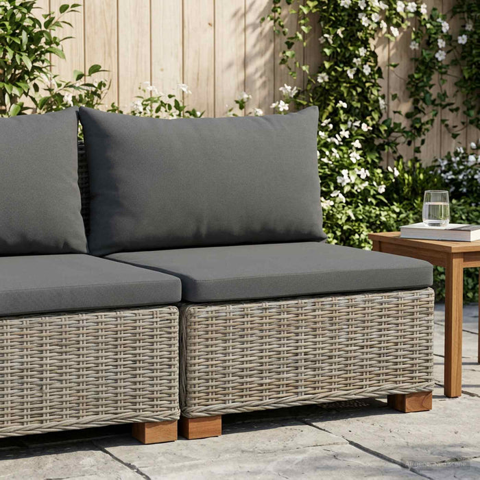 Sofa Medie cu Perne GENDT Ratan Natural Gri Kubu WALTI