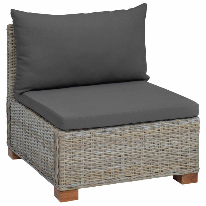 Sofa Medie cu Perne GENDT Ratan Natural Gri Kubu WALTI