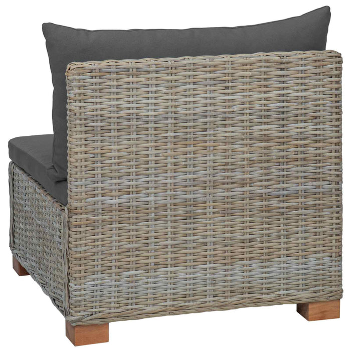 Sofa Medie cu Perne GENDT Ratan Natural Gri Kubu WALTI
