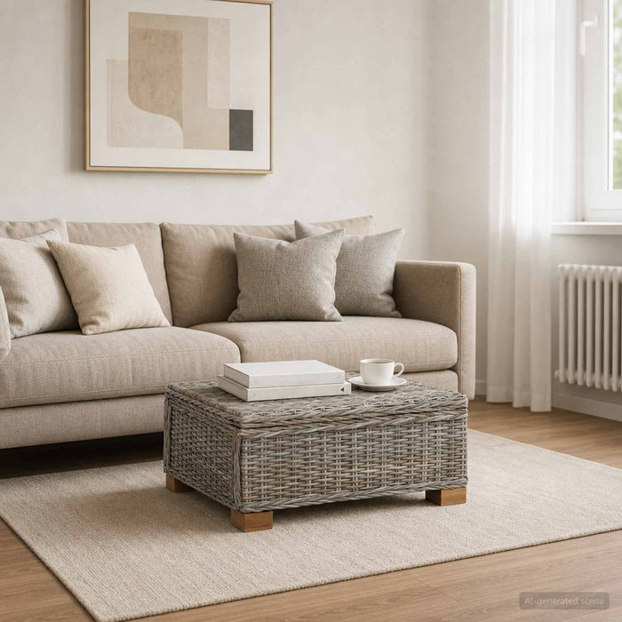 Masă de cafea GENDT Ratan Natural Gri Kubu 67 x 60 x 30 cm WALTI