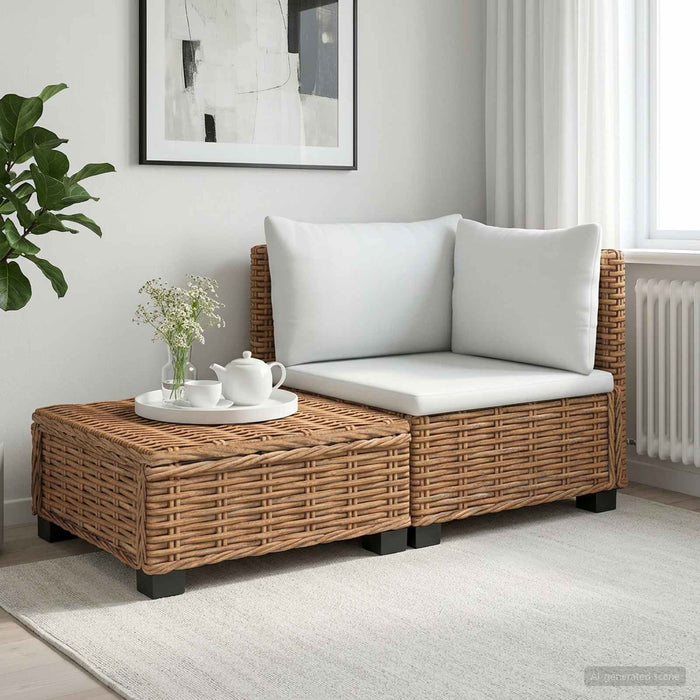 2 buc. Set de Lounge din Ratan cu Perne GENDT Ratan Natural WALTI