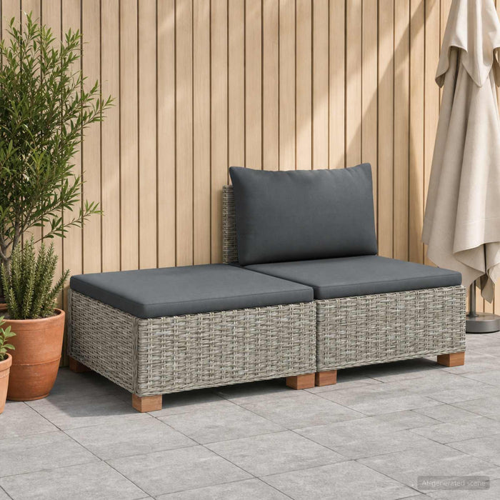 2 buc. Set de Lounge din Ratan cu Perne GENDT Ratan Natural WALTI
