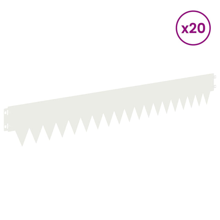 Margine pentru gazon 20 pcs 103 x 15 cm metal Alb WALTI
