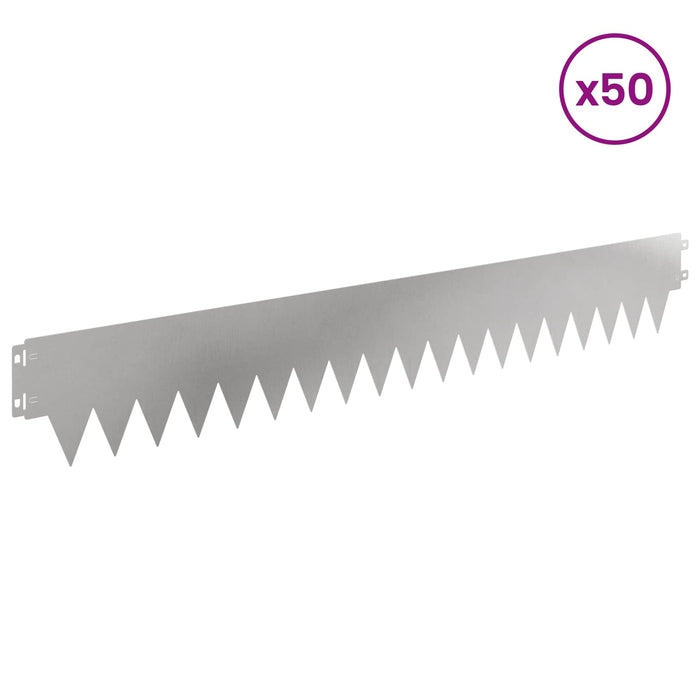 Margine pentru gazon 50 pcs 103 x 15 cm metal Argintiu WALTI