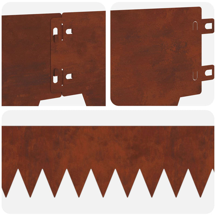 Margine pentru gazon 10 pcs 103 x 15 cm metal Ruginit WALTI