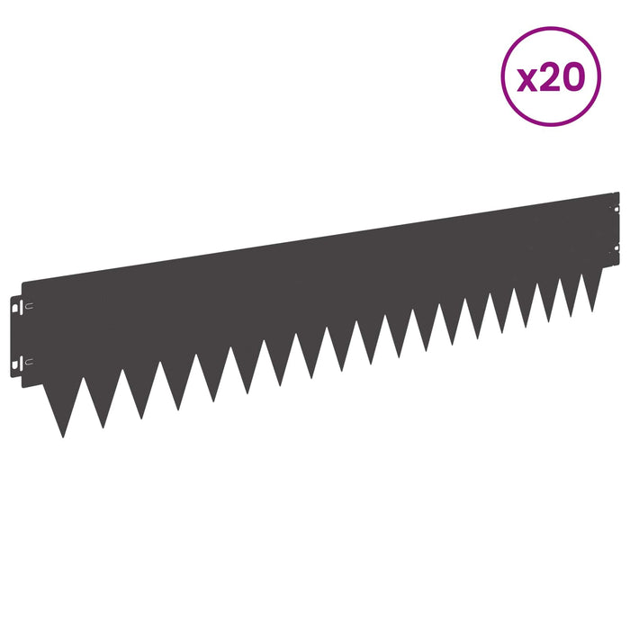 Margine pentru gazon 20 pcs 103 x 20 cm metal Negru WALTI