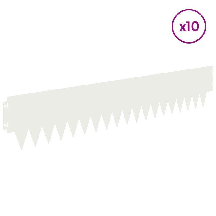 Margine pentru gazon 10 pcs 103 x 20 cm metal Alb WALTI