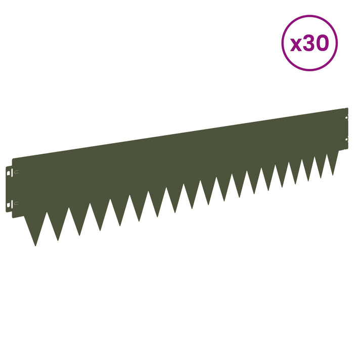 Margine pentru gazon 30 pcs 103 x 20 cm metal Verde măsliniu WALTI