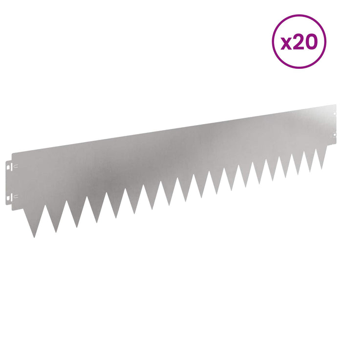 Margine pentru gazon 20 pcs 103 x 20 cm metal Argintiu WALTI