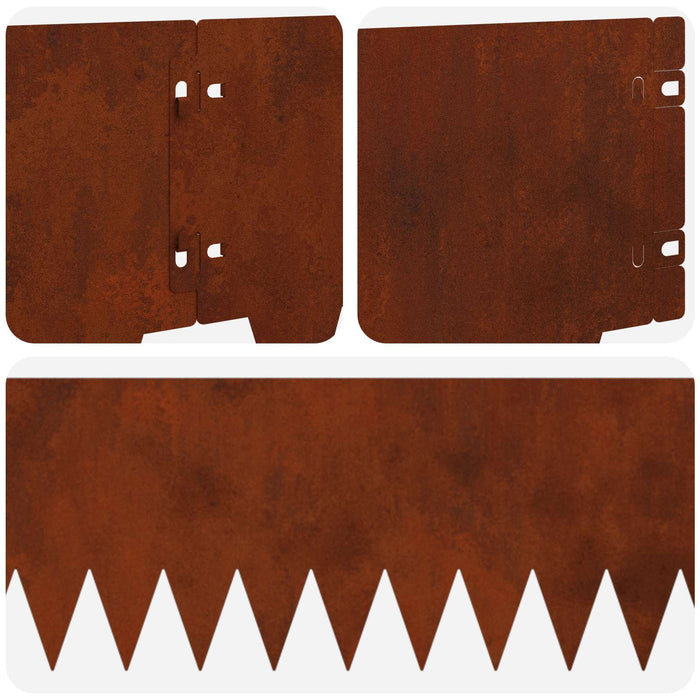 Margine pentru gazon 10 pcs 103 x 20 cm metal Ruginit WALTI