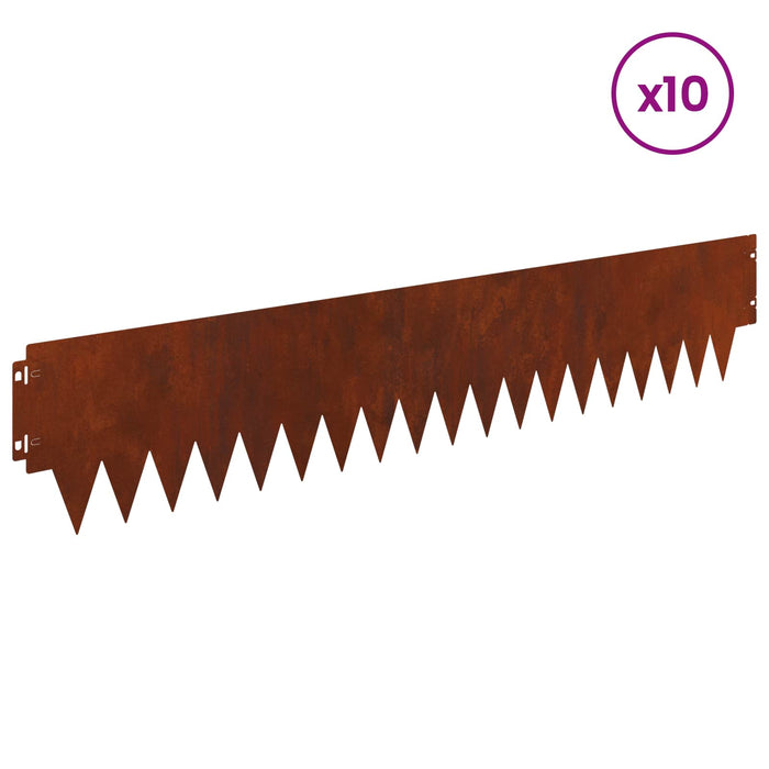 Margine pentru gazon 10 pcs 103 x 20 cm metal Ruginit WALTI