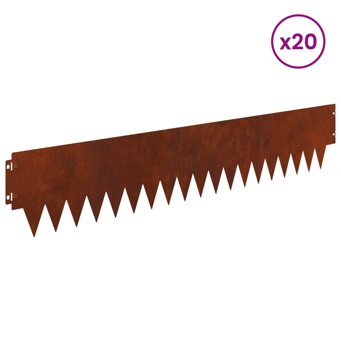 Margine pentru gazon 20 pcs 103 x 20 cm metal Ruginit WALTI