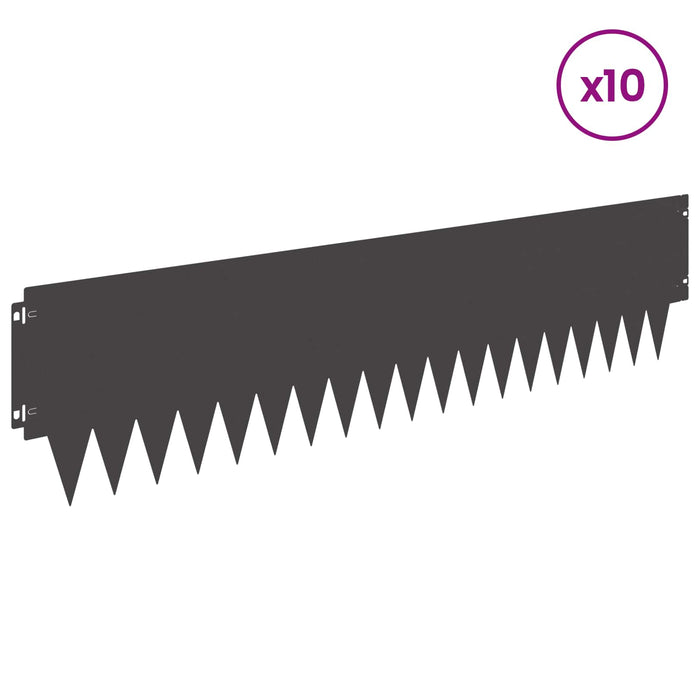 Margine pentru gazon 10 pcs 103 x 25 cm metal Negru WALTI