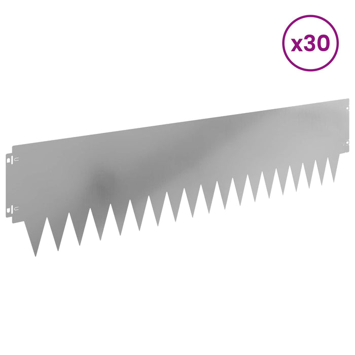 Margine pentru gazon 30 pcs 103 x 25 cm metal Argintiu WALTI