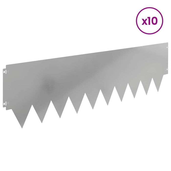 Margine pentru gazon 10 pcs 103 x 30 cm metal Argintiu WALTI