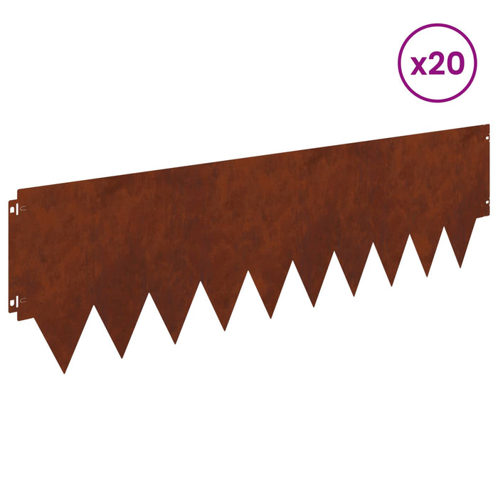 Margine pentru gazon 20 pcs 103 x 30 cm metal Ruginit WALTI