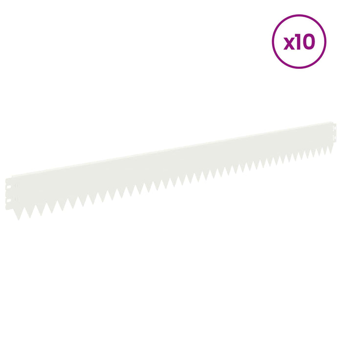 Margine pentru gazon 10 pcs 103 x 10 cm Oțel Alb WALTI