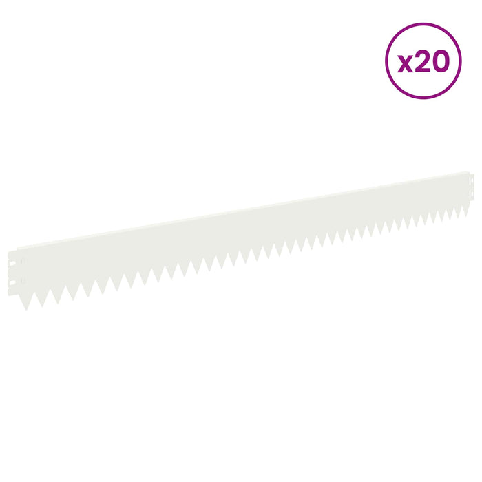 Margine pentru gazon 20 pcs 103 x 10 cm Oțel Alb WALTI