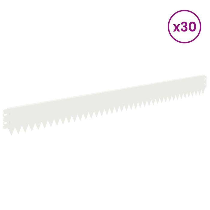 Margine pentru gazon 30 pcs 103 x 10 cm Oțel Alb WALTI