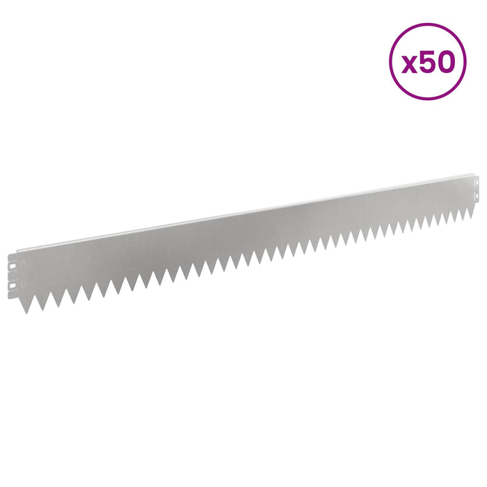 Margine pentru gazon 50 pcs 103 x 10 cm Oțel Argintiu WALTI