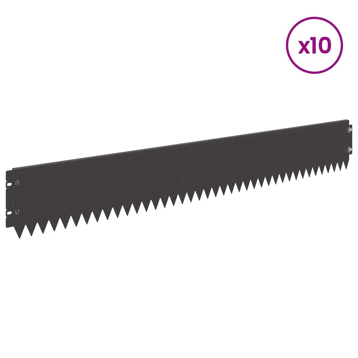 Margine pentru gazon 10 pcs 103 x 15 cm Oțel Negru WALTI