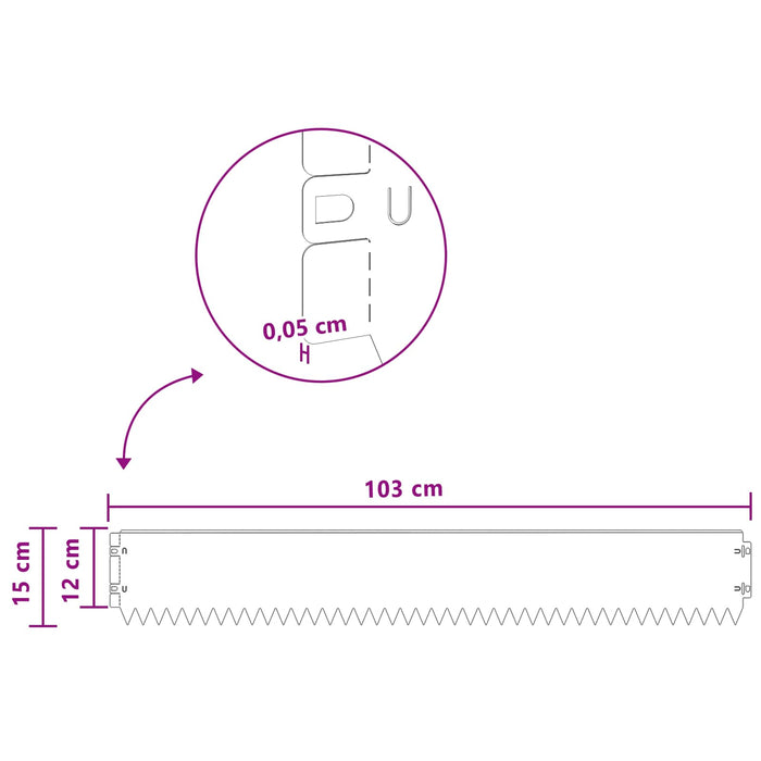 Margine pentru gazon 20 pcs 103 x 15 cm Oțel Antracit WALTI
