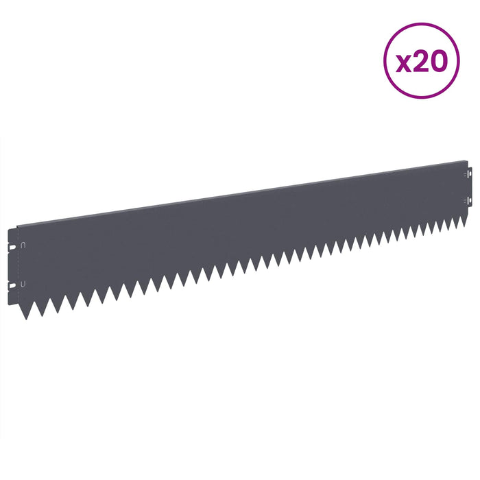 Margine pentru gazon 20 pcs 103 x 15 cm Oțel Antracit WALTI