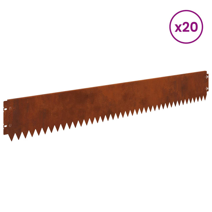 Margine pentru gazon 20 pcs 103 x 15 cm Oțel Ruginit WALTI