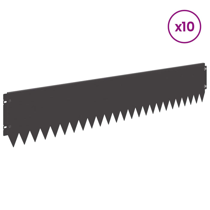 Margine pentru gazon 10 pcs 103 x 20 cm Oțel Negru WALTI