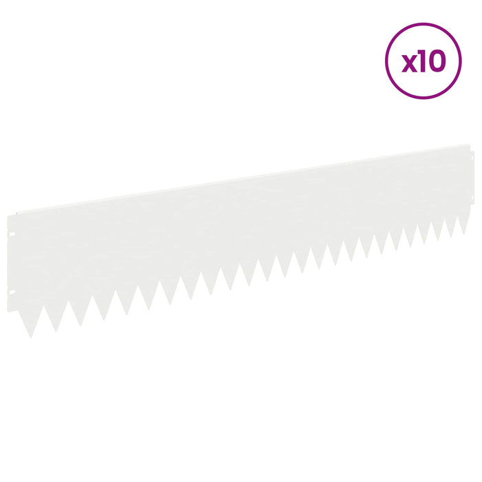 Margine pentru gazon 10 pcs 103 x 20 cm Oțel Alb WALTI