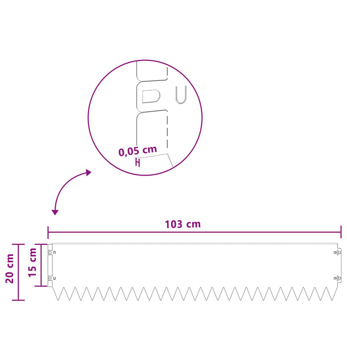 Margine pentru gazon 20 pcs 103 x 20 cm Oțel Antracit WALTI