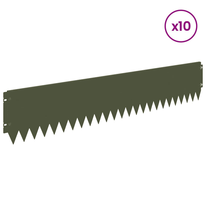Margine pentru gazon 10 pcs 103 x 20 cm Oțel Verde măsliniu WALTI