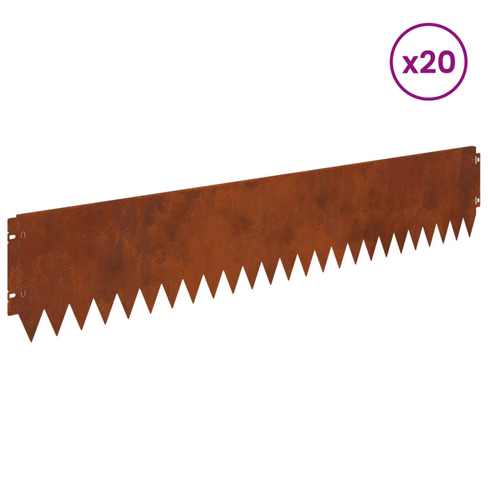 Margine pentru gazon 20 pcs 103 x 20 cm Oțel Ruginit WALTI