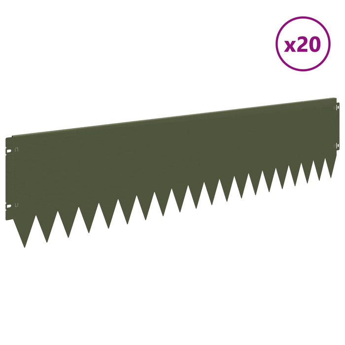 Margine pentru gazon 20 pcs 103 x 25 cm Oțel Verde măsliniu WALTI