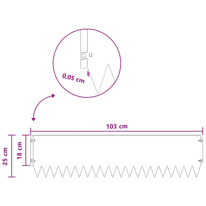 Margine pentru gazon 20 pcs 103 x 25 cm Oțel Argintiu WALTI