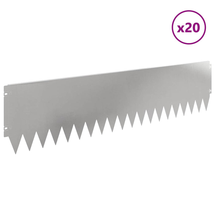 Margine pentru gazon 20 pcs 103 x 25 cm Oțel Argintiu WALTI