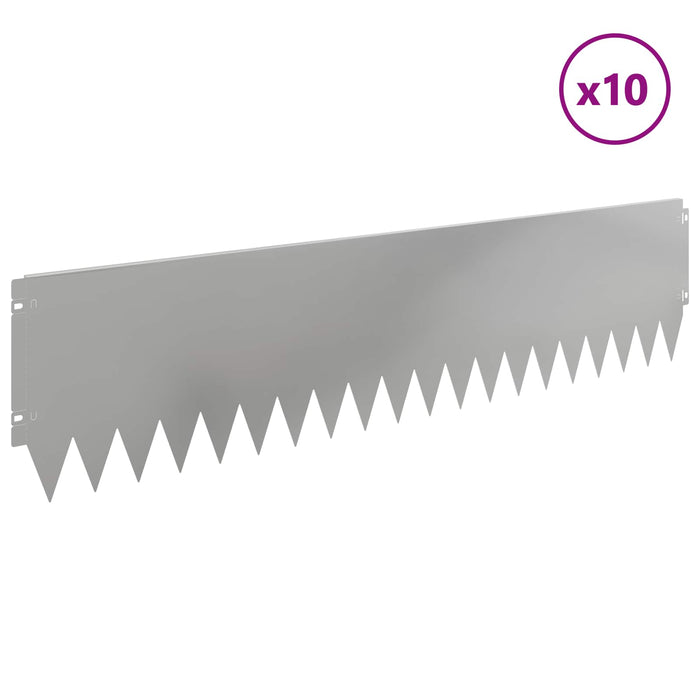 Margine pentru gazon 10 pcs 103 x 25 cm Oțel Argintiu WALTI