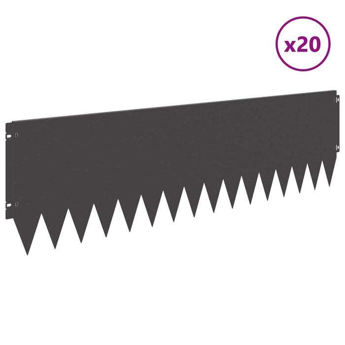 Margine pentru gazon 20 pcs 103 x 30 cm Oțel Negru WALTI