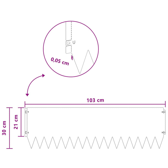 Margine pentru gazon 10 pcs 103 x 30 cm Oțel Alb WALTI