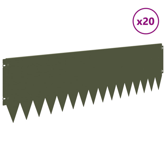 Margine pentru gazon 20 pcs 103 x 30 cm Oțel Verde măsliniu WALTI