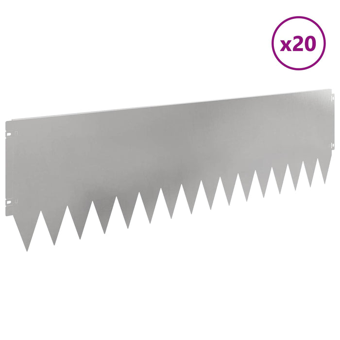 Margine pentru gazon 20 pcs 103 x 30 cm Oțel Argintiu WALTI