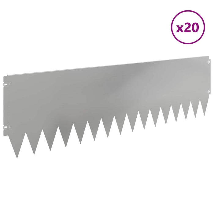Margine pentru gazon 20 pcs 103 x 30 cm Oțel Argintiu WALTI