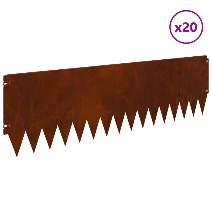 Margine pentru gazon 20 pcs 103 x 30 cm Oțel Ruginit WALTI