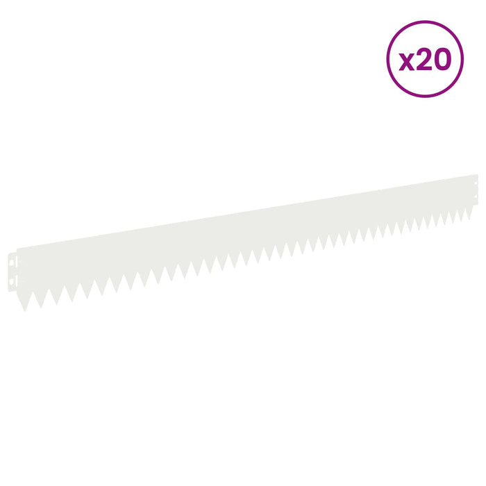 Margine pentru gazon 20 pcs 103 x 10 cm Oțel Alb WALTI