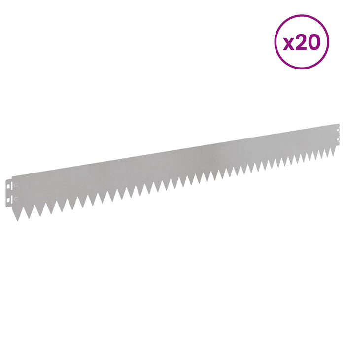 Margine pentru gazon 20 pcs 103 x 10 cm Oțel Argintiu WALTI
