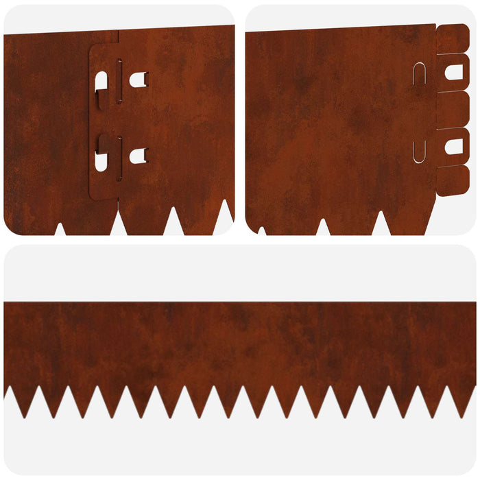 Margine pentru gazon 10 pcs 103 x 10 cm Oțel Ruginit WALTI